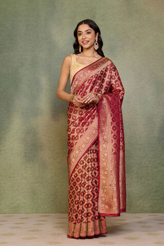 Dark Red   Woven Viscose Tissue Saree thumbnail image number null