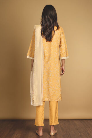 Yellow Viscose Block Printed Kurta Set thumbnail image number null