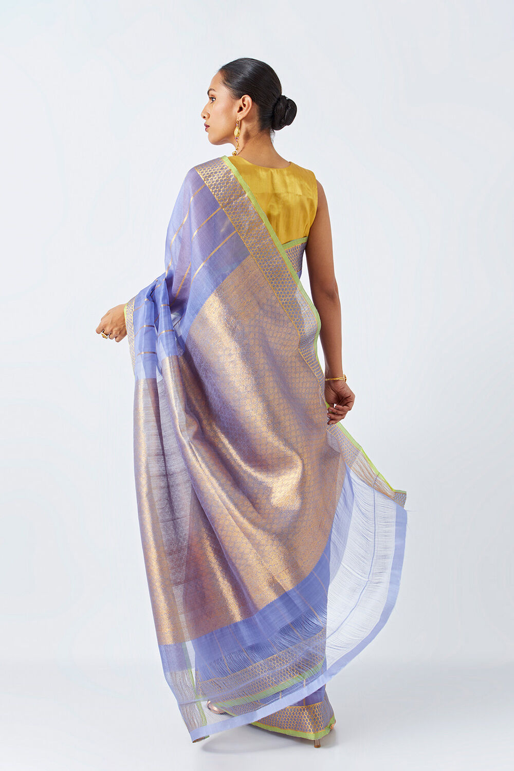 Light Violet Pure Tissue Organza Kanjivaram Saree image number null