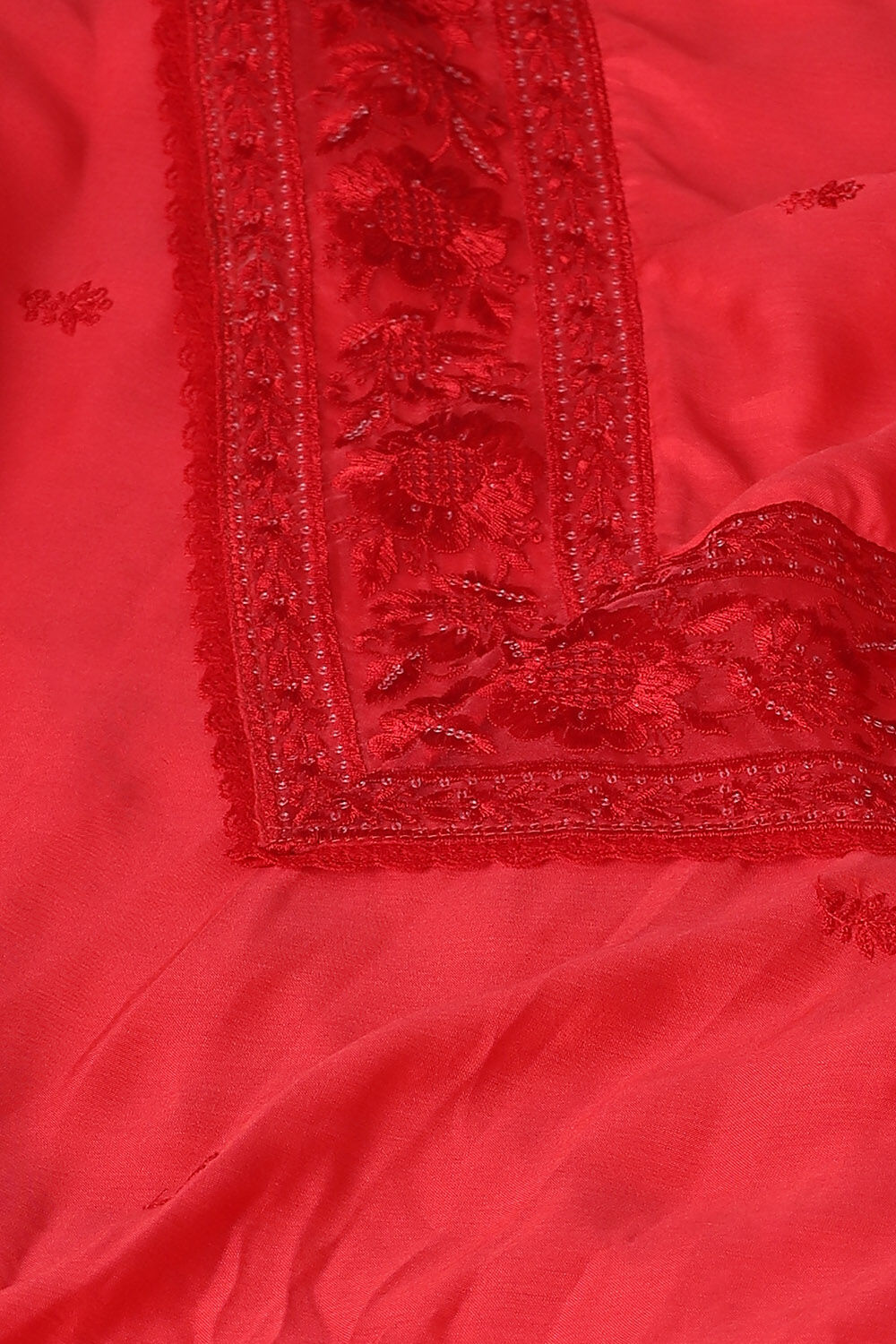 Red Viscose Embroidered Saree image number null