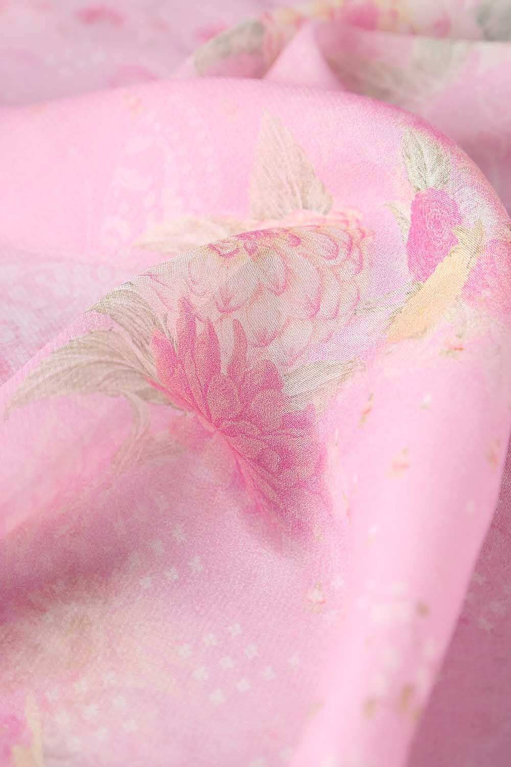 Light Pink Viscose Crepe Digital Printed Saree image number null