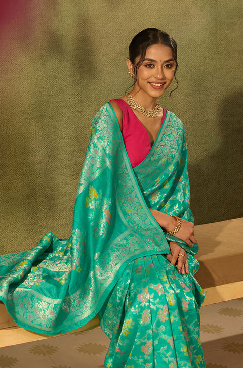 Blue Pure Viscose Woven Saree