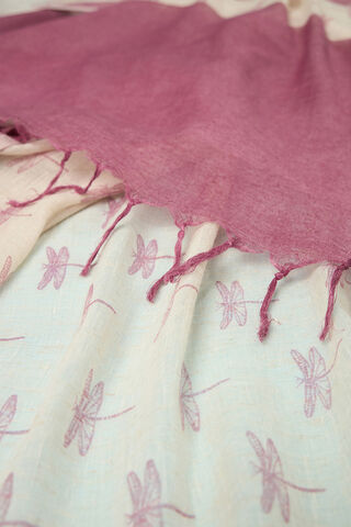 Off White Screen Printed Pure Linen Saree thumbnail image number null