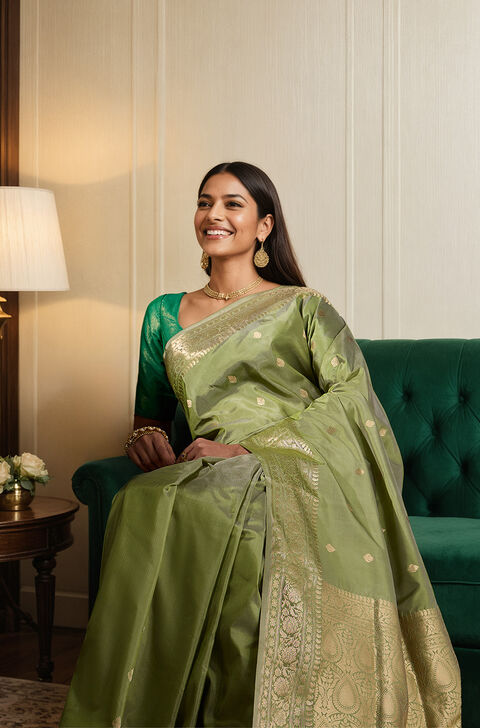 Green Silk Viscose Kadwa Saree