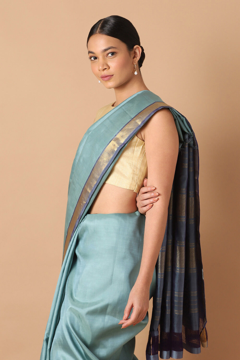 Blue Pure Silk Kanjivaram Saree image number null