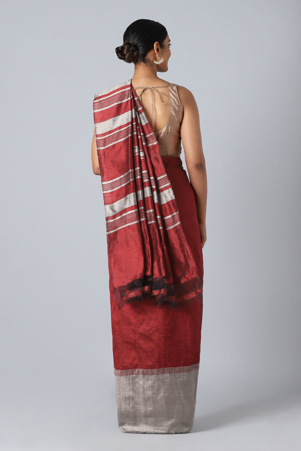 Dark Red Pure Silk Woven Saree image number null