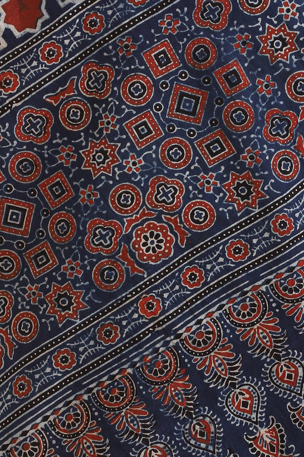 Blue Pure Cotton Ajrakh Printed Saree image number null