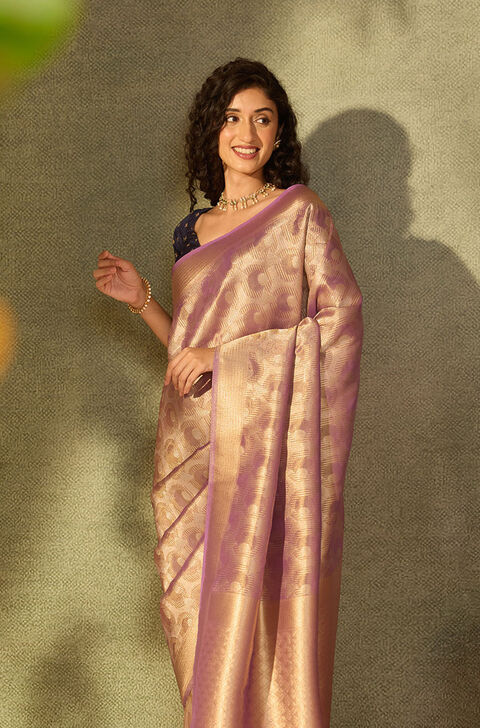 Violet Viscose Tissue Woven Saree