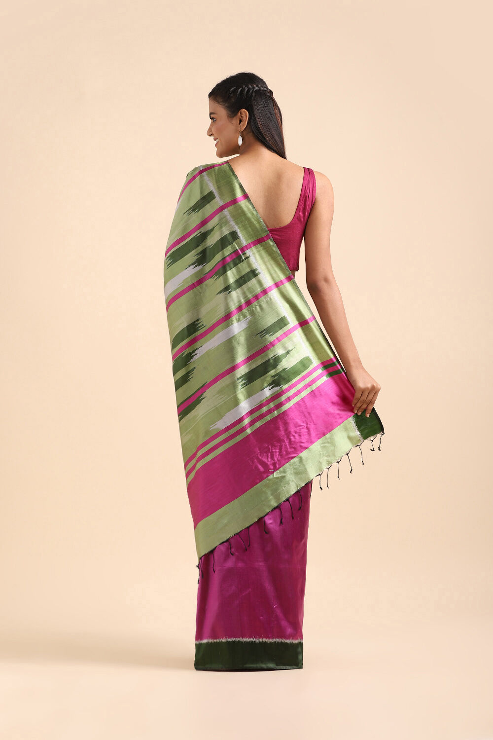 Violet Pure Silk Odissa Ikat Saree image number null