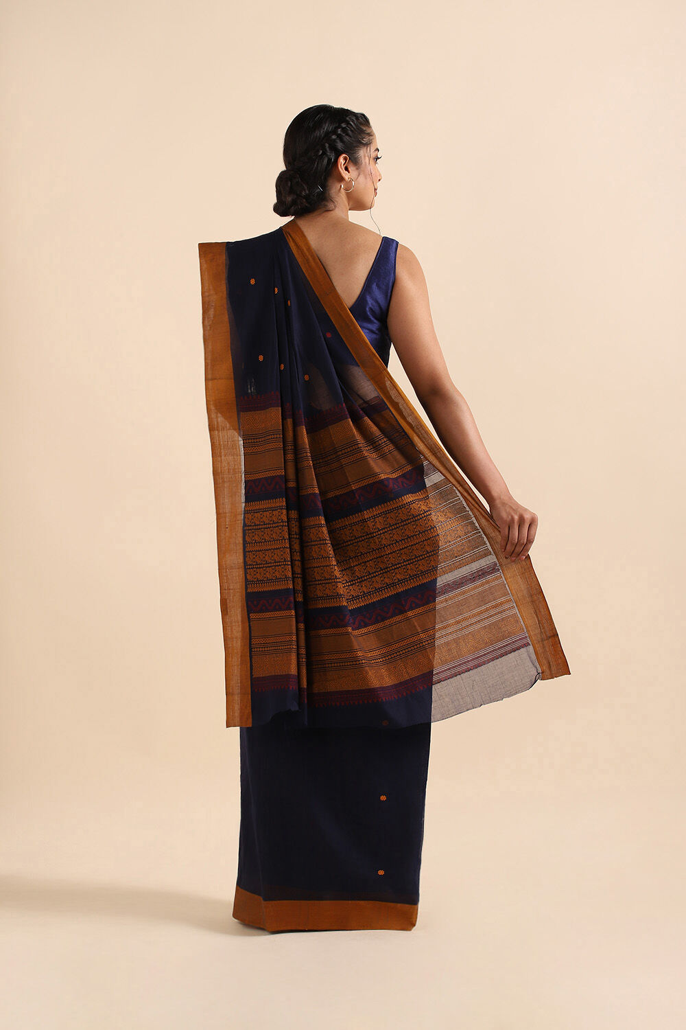 Dark Pure Blue Cotton South Saree image number null