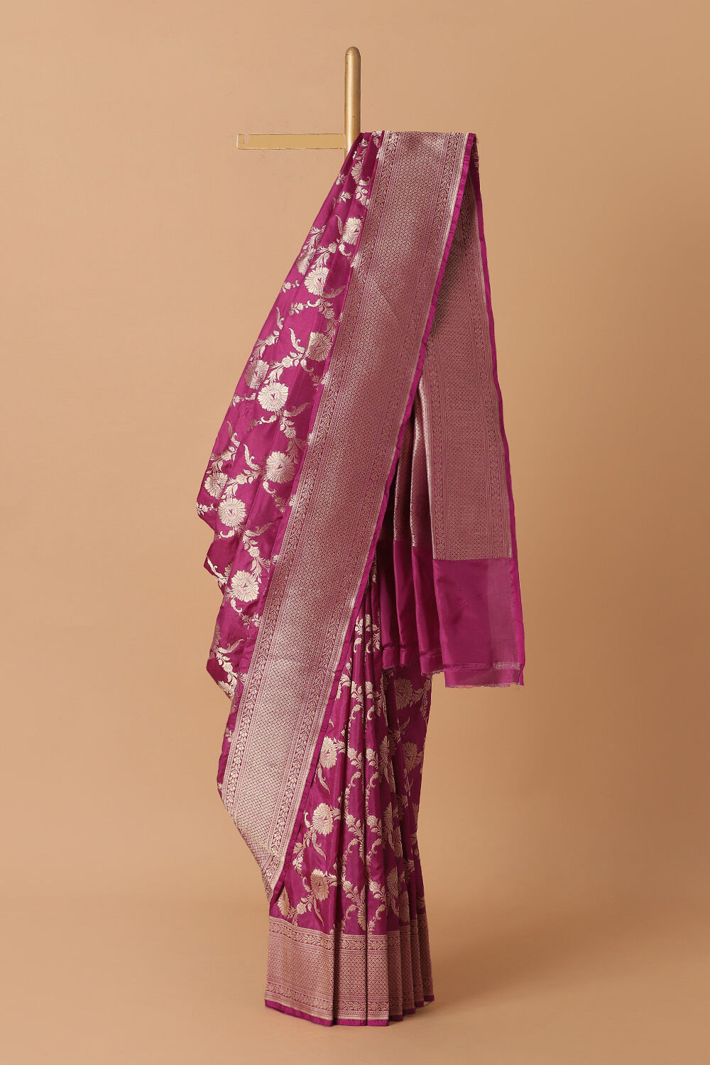 Dark Pink Pure Silk Banarasi Saree image number null