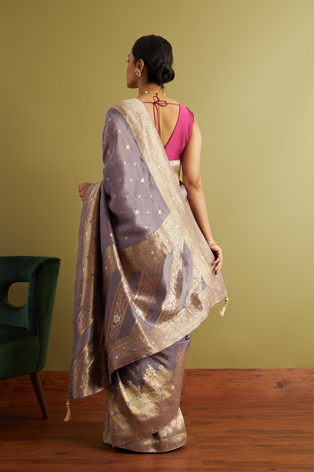 Violet Woven Viscose Luxe Saree image number null
