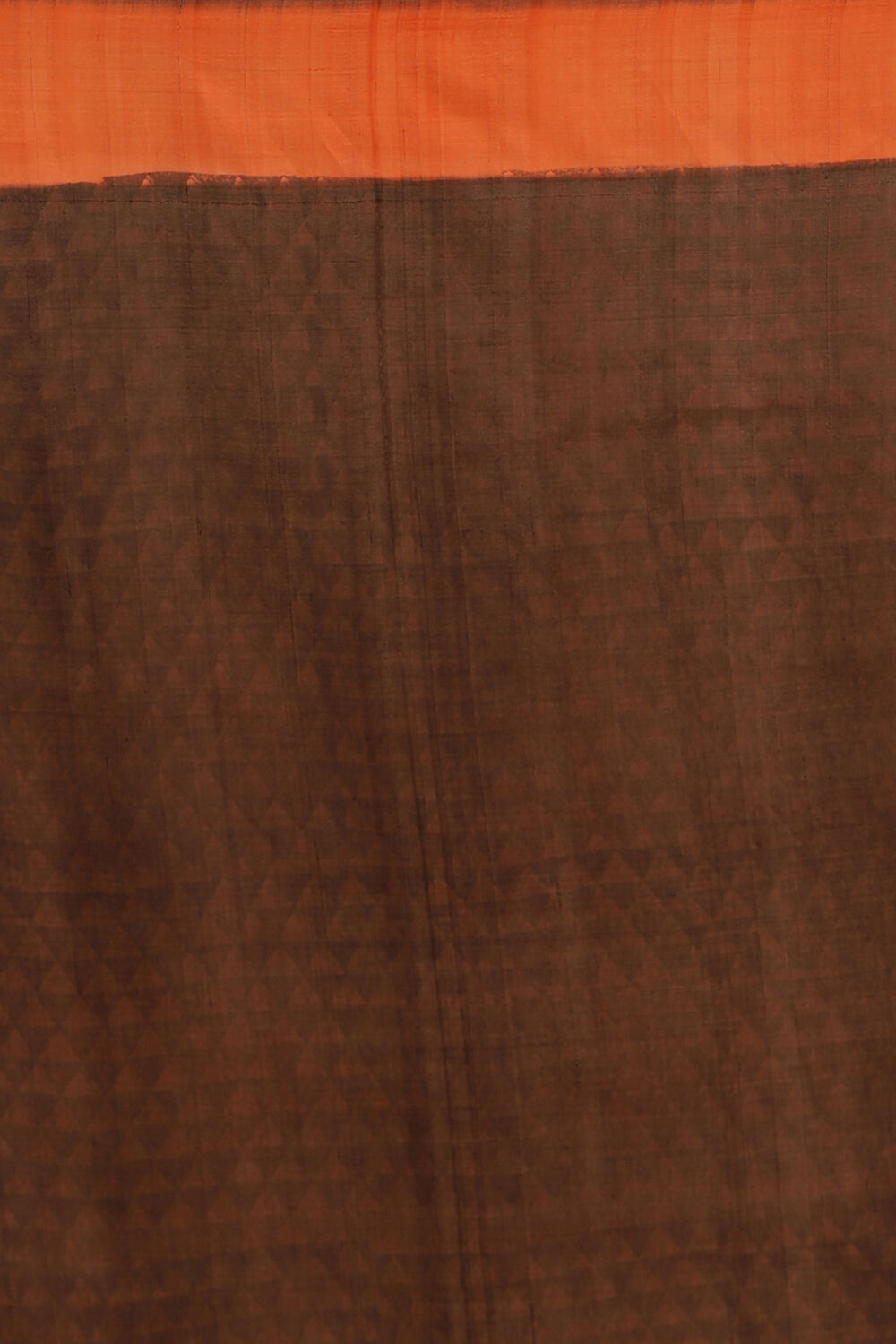 Orange Hand Blockprinted Pure Silk Saree image number null