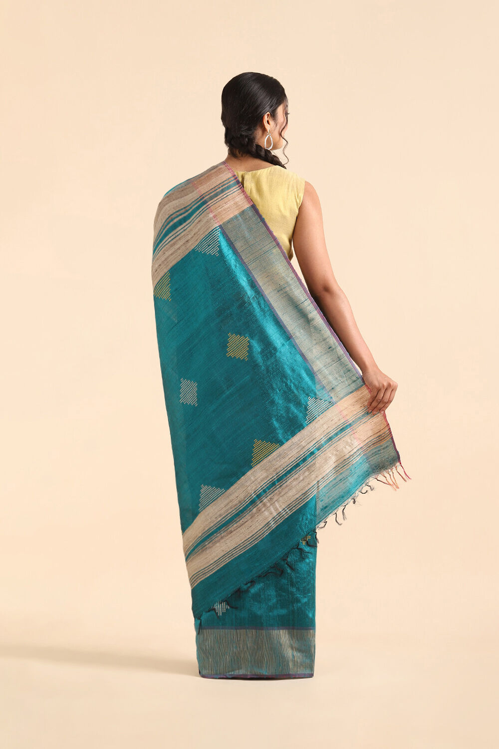 Light Blue Pure Tussar Silk Bhagalpuri Saree image number null