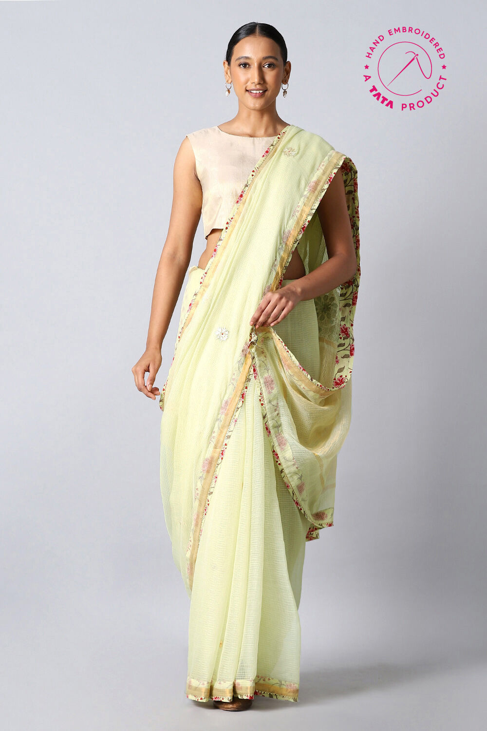 Light Green Pure Silk Kota Printed Saree image number null