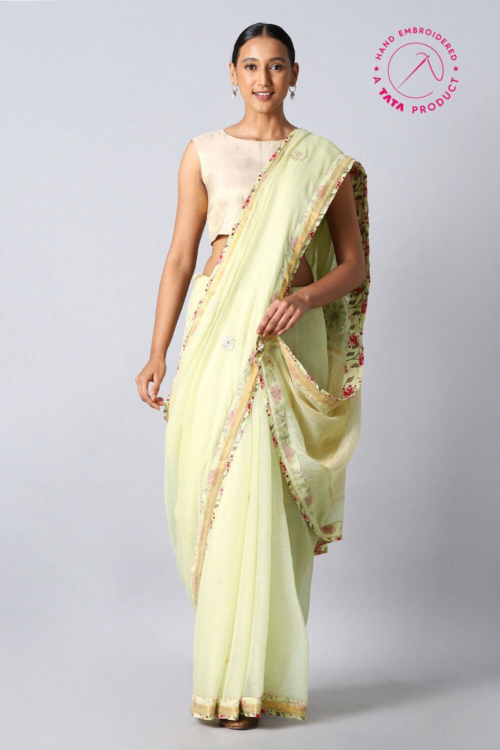 Light Green Pure Silk Kota Printed Saree image number null