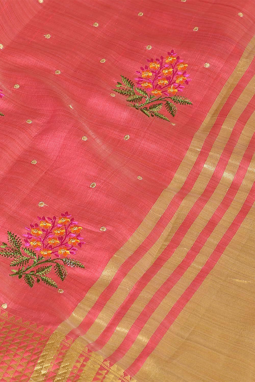 Pink Pure Embroidered Saree image number null