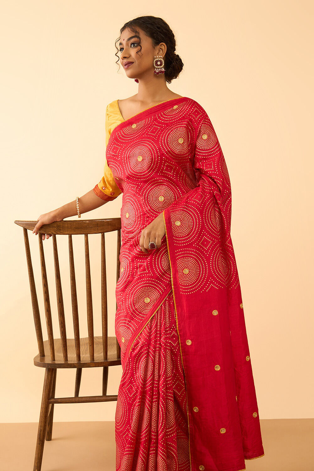 Red Murshidabad Block Printed Pure Silk Saree image number null