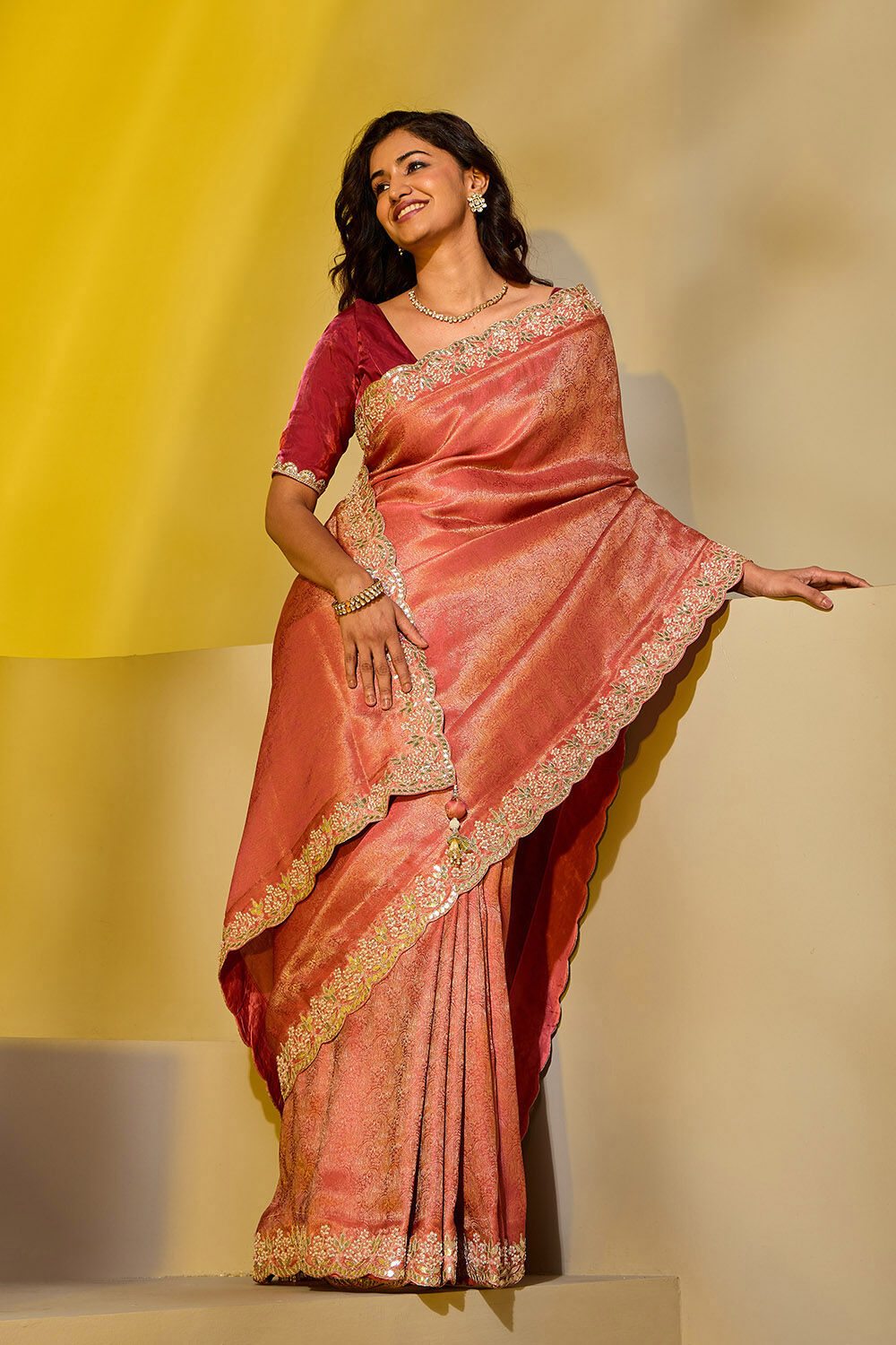 Light Pink Viscose Tissue Gotta Patti Saree image number null