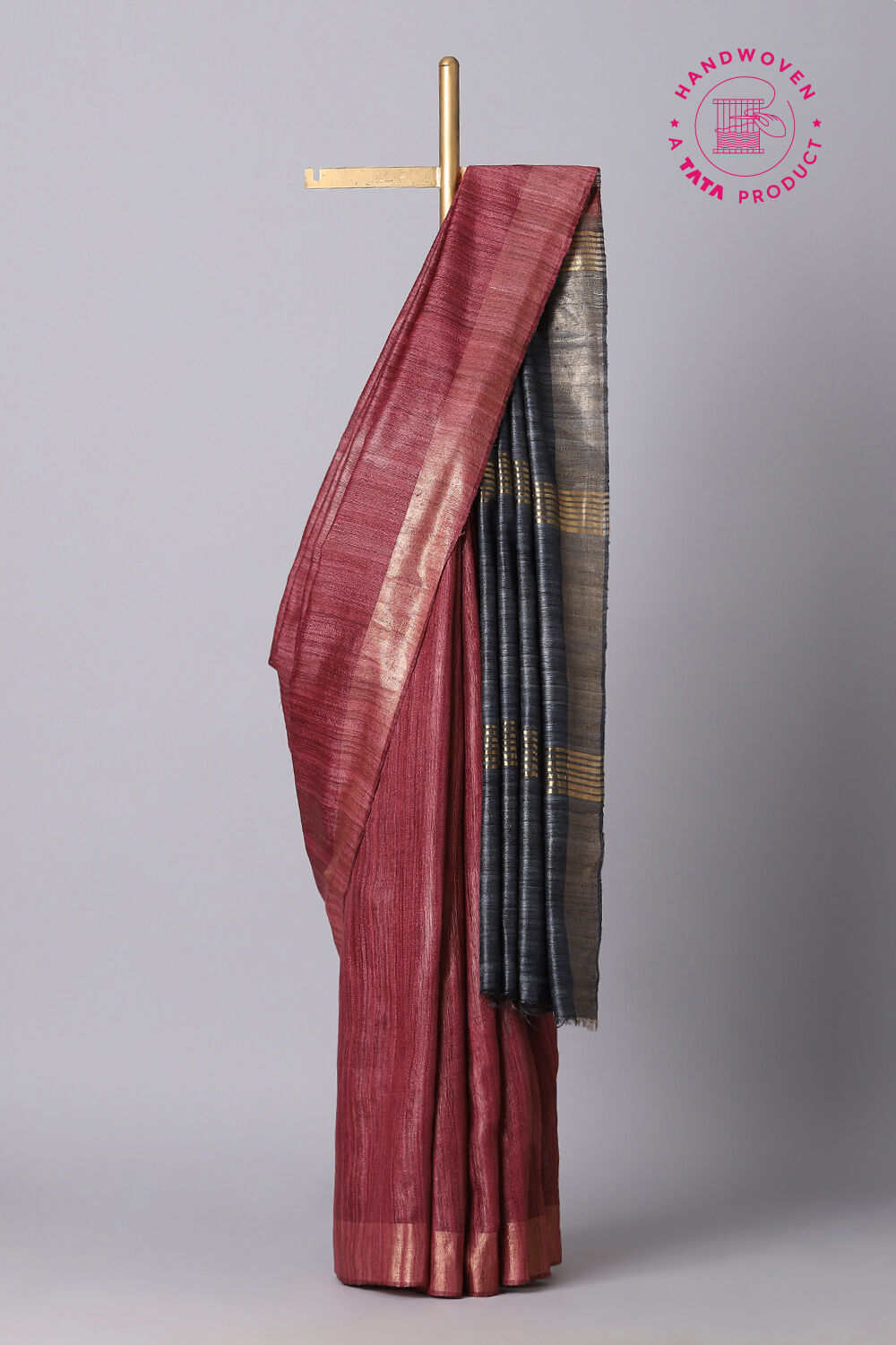 Red Pure Tussar Tie and Dye image number null
