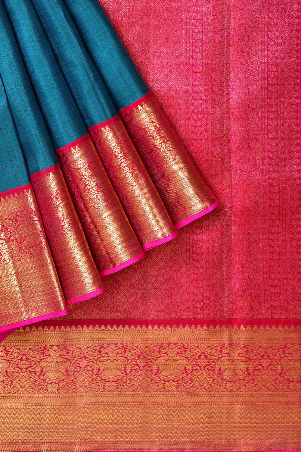 Dark Green Pure Silk Woven Kanjivaram Saree image number null