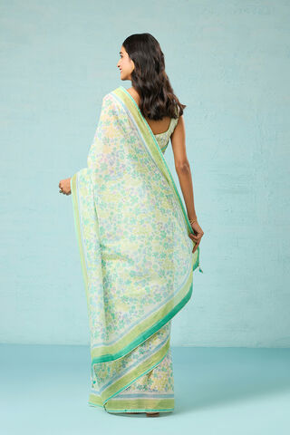 Green Rajasthan Pure Silk Cotton Printed Mukaish Saree thumbnail image number null