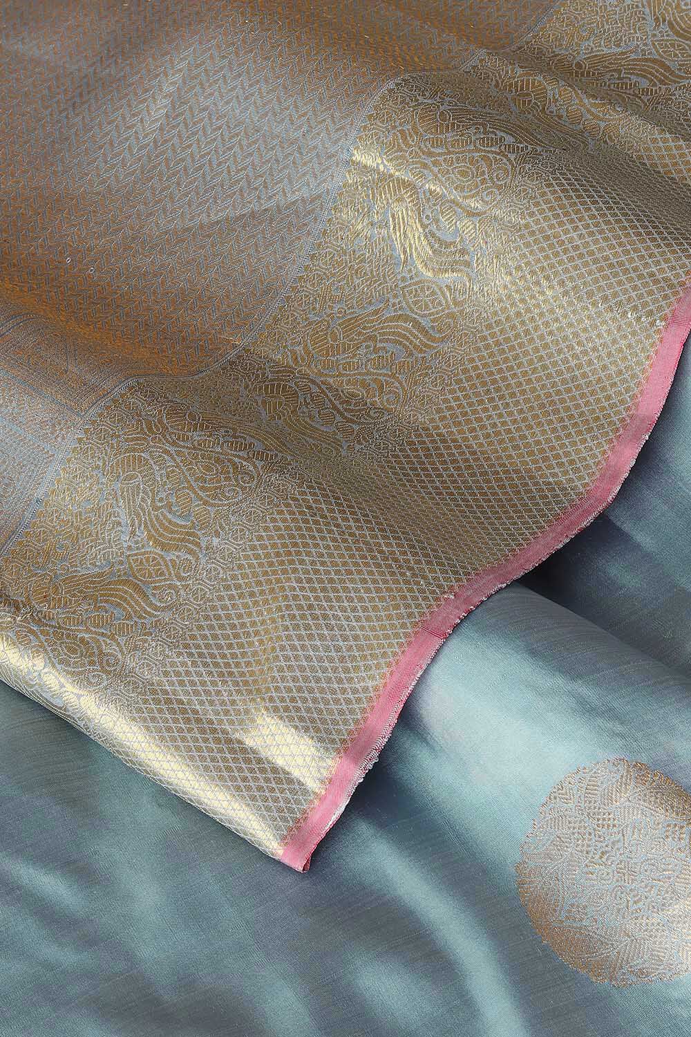 Light Blue Pure Silk Kanjivaram Saree image number null