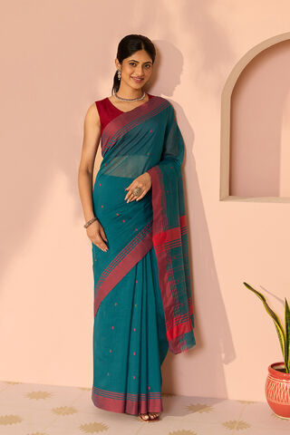 Blue Woven Pure Silk Cotton Chanderi Saree thumbnail image number null