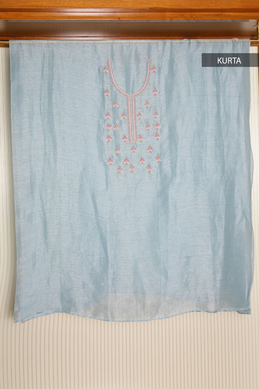 Powder Blue Pure Silk Cotton Suit Set image number null