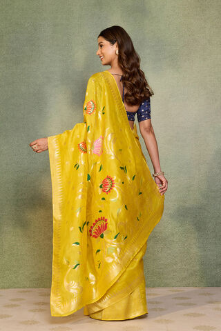 Yellow Woven Pure Viscose Saree thumbnail image number null