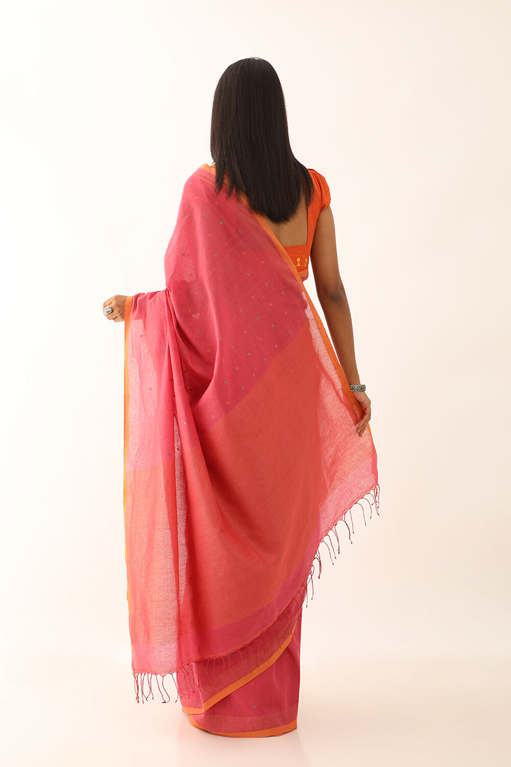 Pink Pure Cotton Bengal Jamdani Saree image number null