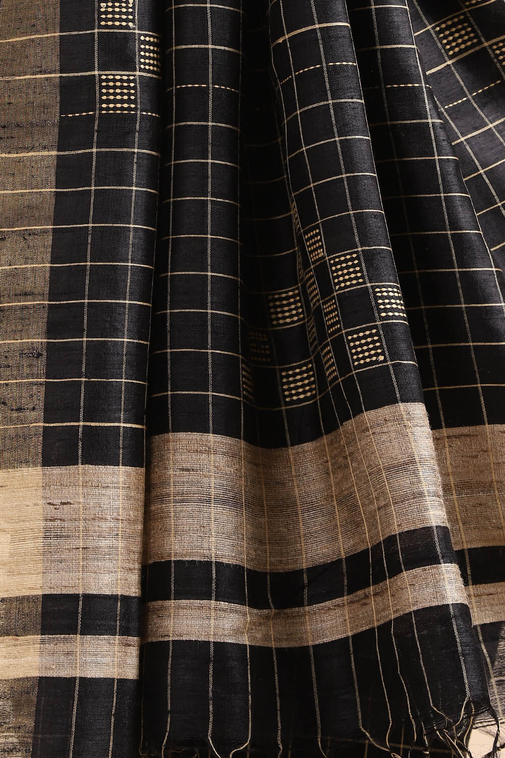 Black Pure Tussar Silk Bhagalpuri Saree image number null