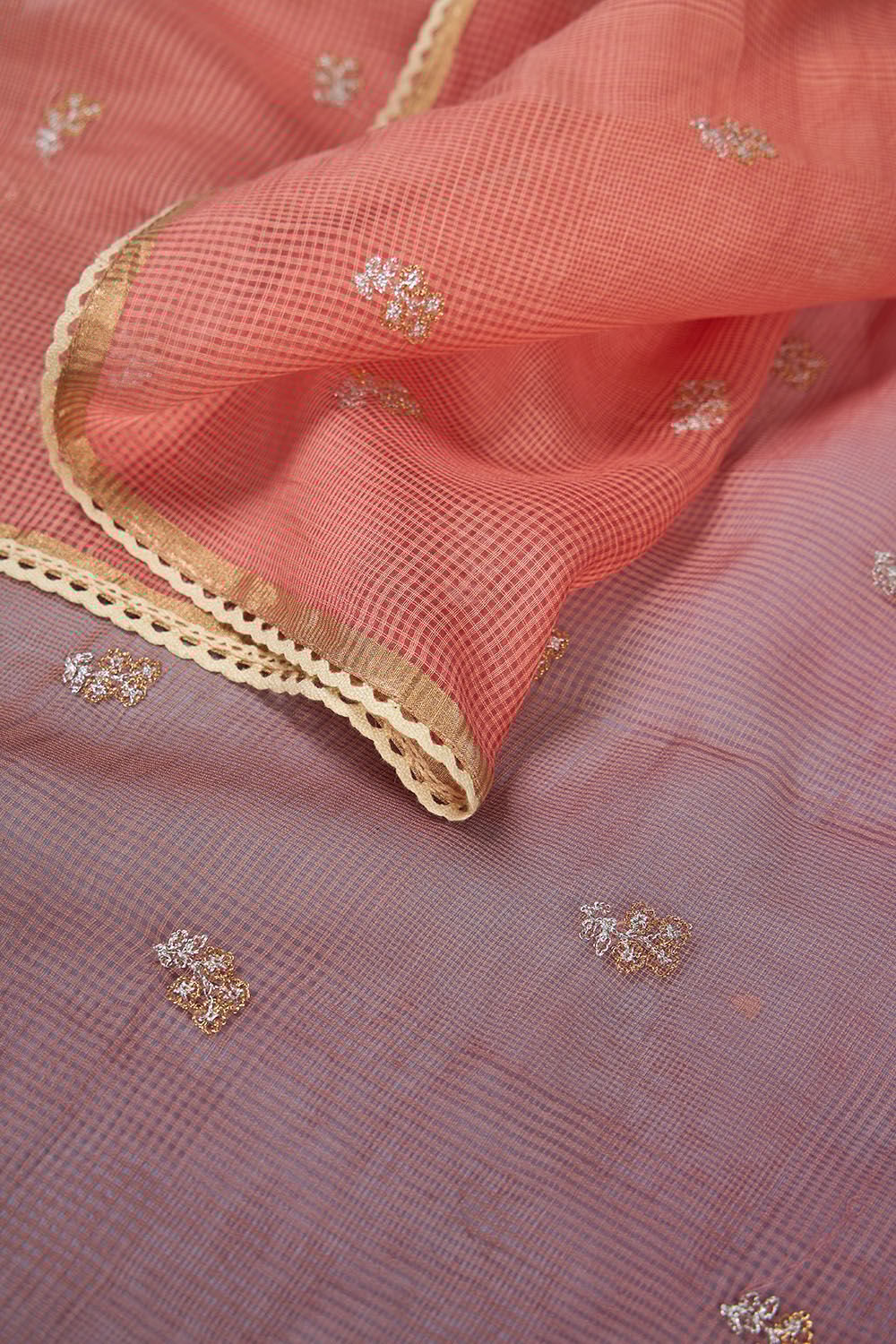 Pink Pure Silk Cotton Embroidered Saree image number null