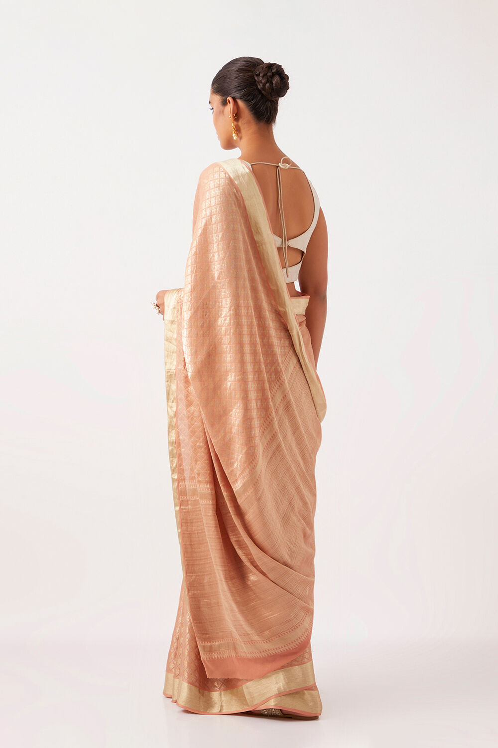 Light Orange Pure Georgette Woven Saree image number null