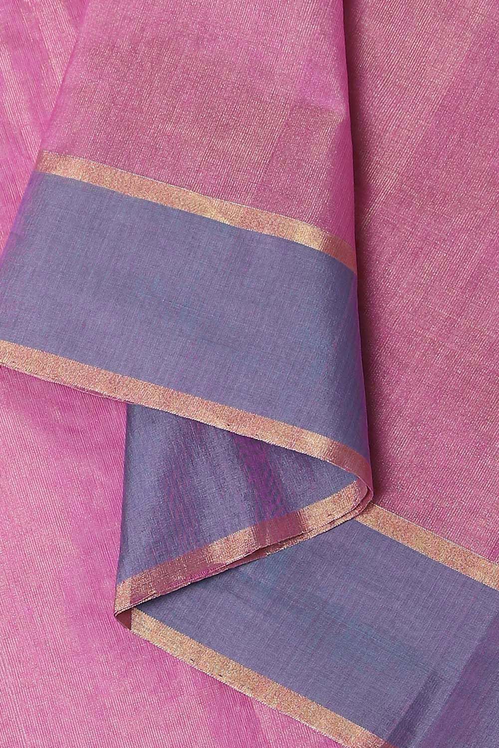 Light Pink Pure Cotton Tissue Chanderi Saree image number null