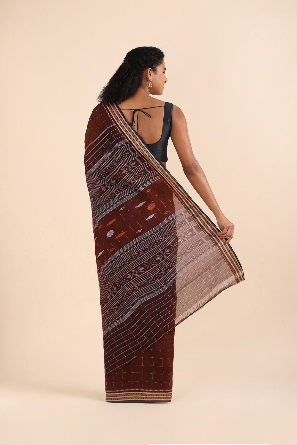 Brown Pure Cotton Odissa Ikat Saree image number null