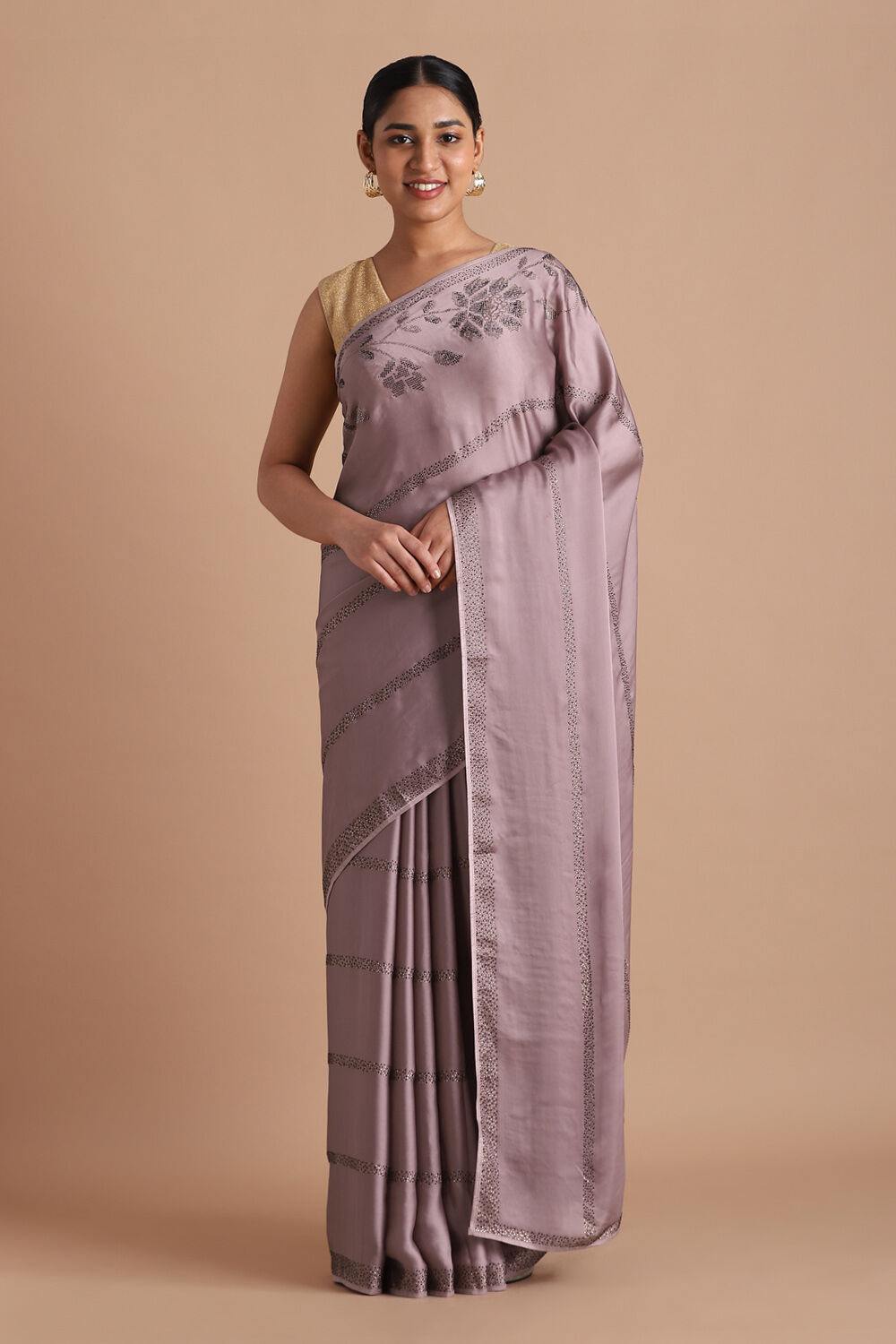 Light Pure Pink Embroidered Saree image number null