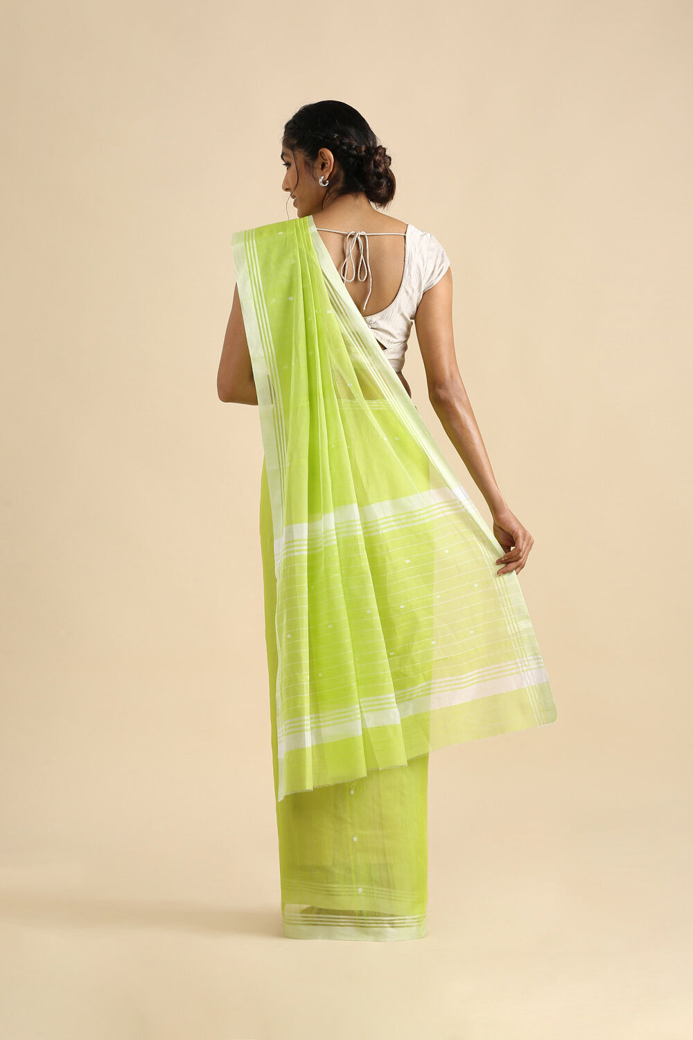 Light Green Pure Silk Cotton Chanderi Saree image number null