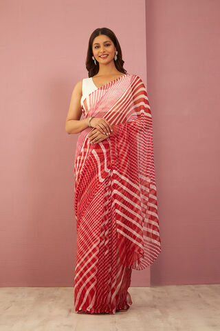 Red Rajasthan Pure Silk Georgette Tie & Dye Leheriya Saree thumbnail image number null