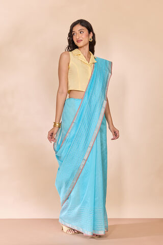 Light Blue Woven Pure Silk Cotton Chanderi Saree thumbnail image number null