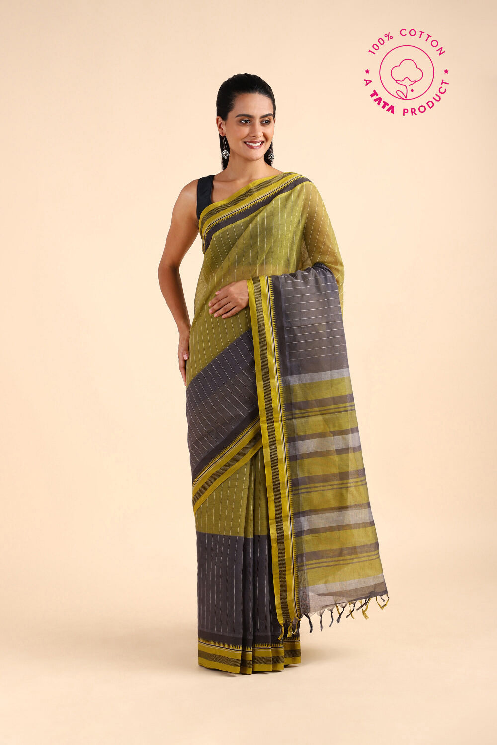 Green Pure Cotton Naranyanpet Saree image number null
