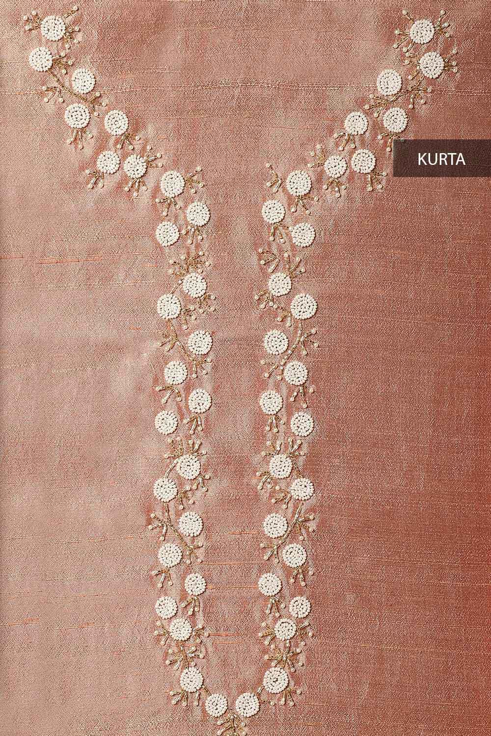 Brown Silk Embroidered Unstitched Suit Set image number null