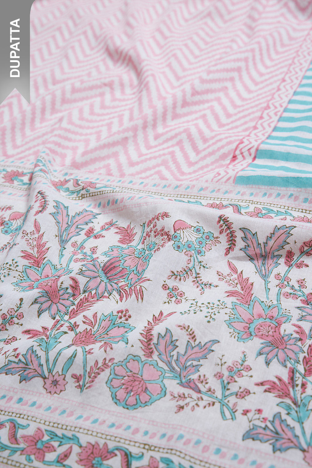 Off White Pure Cotton Printed Sanganeri Suit Set image number null