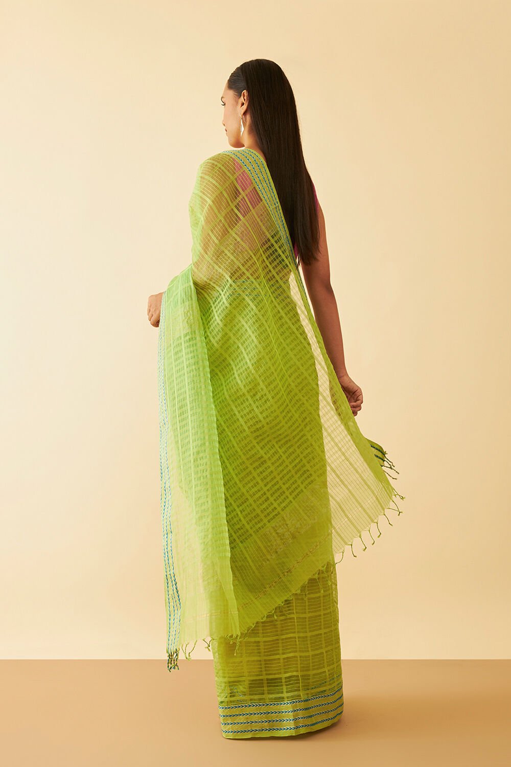 Green Woven Pure Silk Cotton Maheshwari Saree image number null