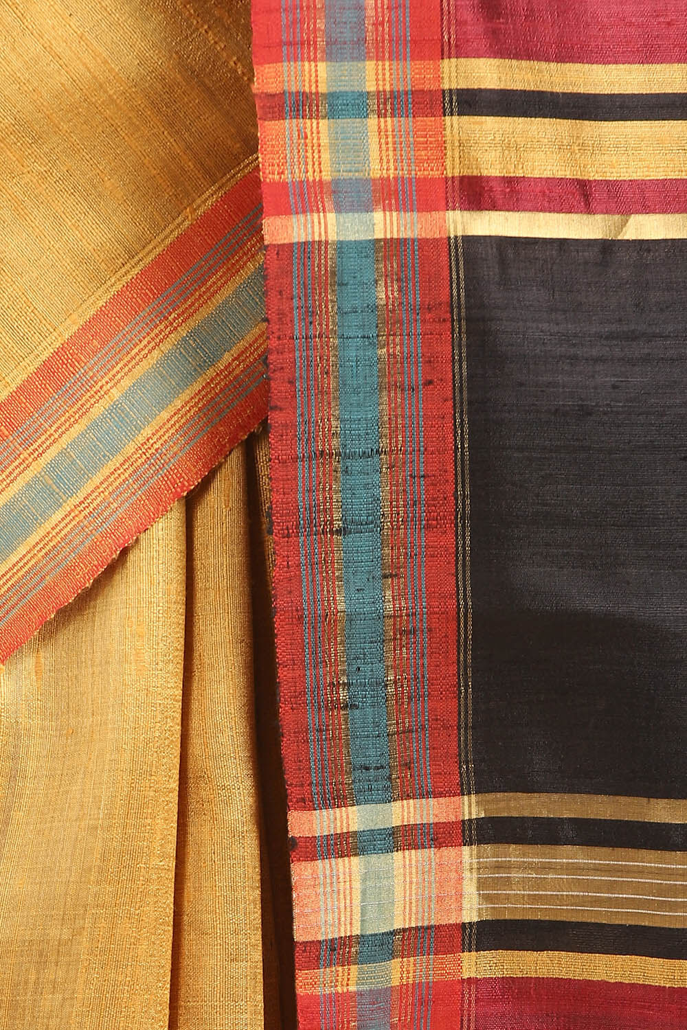 Dark Yellow Pure Tussar Silk Bhagalpuri Saree image number null