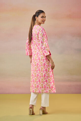 Light Pink Screen Printed  Pure Cotton Kurta thumbnail image number null
