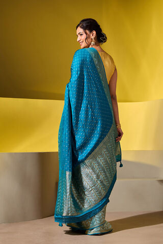 Dark Green Woven Viscose Saree thumbnail image number null