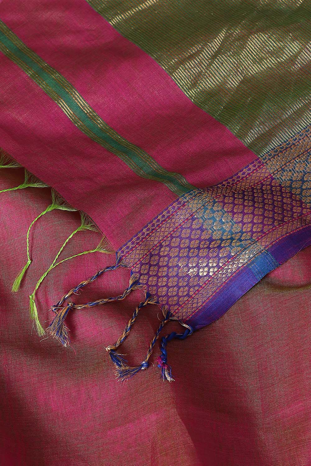 Pink Pure Silk Cotton Maheswari Saree image number null