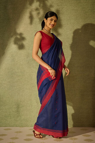 Dark Blue Woven Pure Silk Cotton Chanderi Saree thumbnail image number null
