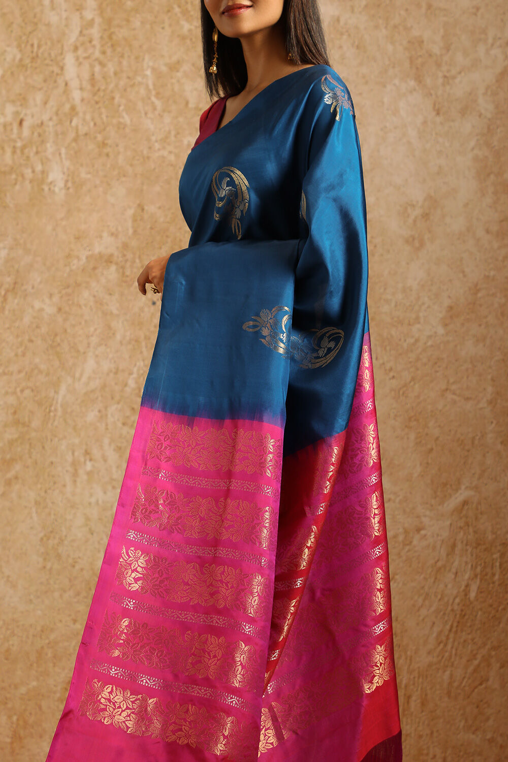 Blue South Pure Silk Woven Saree image number null